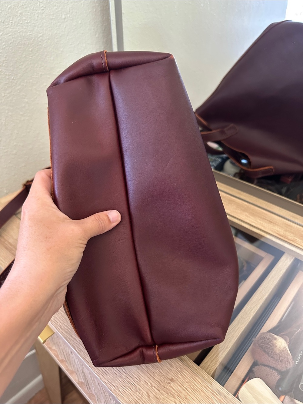 Portland Leather Deep Burgundy Shoulder Tote used maybe 5 times lol - Picture 4 of 6